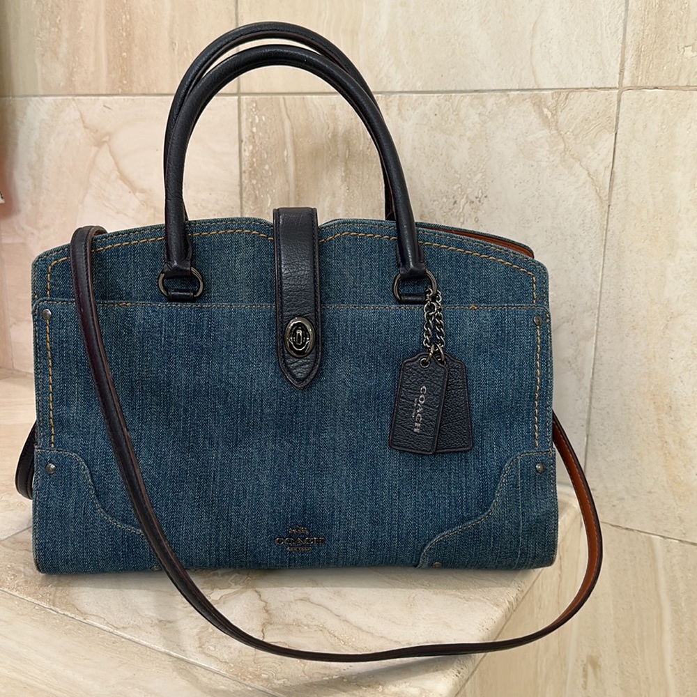 Coach Denim Blue and Black Crossbody Bag - Picture 7 of 8